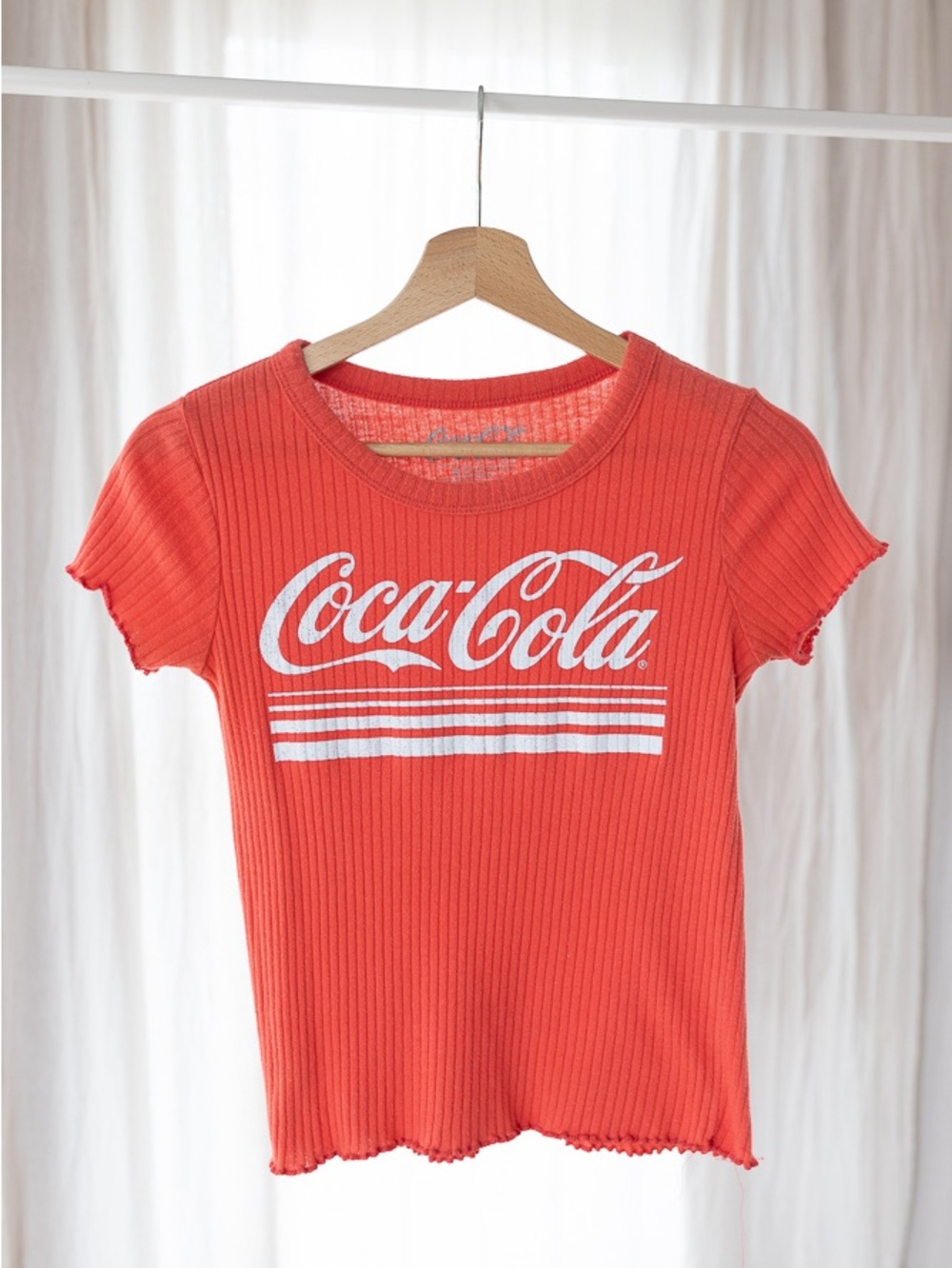 Coca Cola Women’s Coral Ribbed Logo Tee